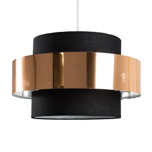 ValueLights Matildo Modern Black and Copper Cylinder Ceiling Pendant Light Shade