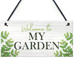 Garden Signs Welcome Plaque Hanging Summerhouse Garden Shed Sign Family Gift