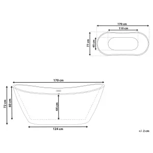 Freestanding Bath 1700 x 770 mm Black ANTIGUA