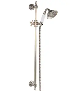 Ferro Retro Nostalgia Antique Brass Metal Plastic Shower Colum Set with Sliding Head