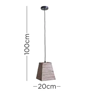 ValueLights Bodhi Modern Natural Rustic Wood Square Ceiling Light Shade - Includes 4w LED Filament Bulb 2700K Warm White