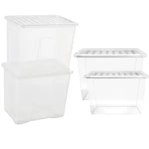 2 x 80 Litre Multipurpose Plastic Storage Containers Useful Boxes Complete With Lids