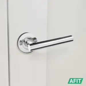 AFIT Chrome Door Handle - 5 Pairs Lever on Rose Round T-Bar  Handles- Olvera Range - Polished Chrome