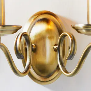 Anson Lighting Borka Antique Brass 2 Light Wall Light