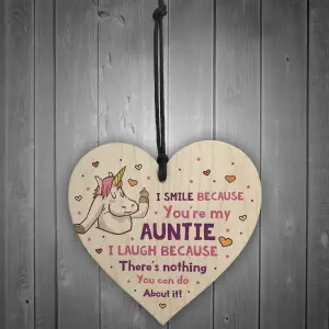 Funny Rude Auntie Gift Wooden Heart Auntie Sister Gift For Birthday Christmas Keepsake Gift