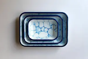 Rozi Bubble Collection Enamel Rectangular Serving And Roasting Dish - 26 cm (W) x 18 cm (D) x 4 cm (H)