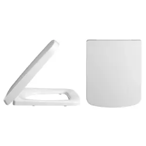 Square Top Fix Soft Close Toilet Seat - Squared Edge - White