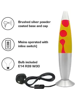 16inch Wax Lava Lamp Mood Motion Relaxation Lighting Bedroom & Living Room Decor - Yellow / Red