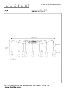 Lucide Fix Modern Pendant Light - 10xE27 - Black