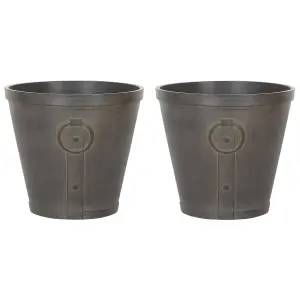 Set of 2 Plant Pots 41 cm Brown VARI