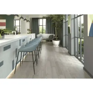 Nordica Soft Pearl Wood Effect 150mm x 600mm Porcelain Wall & Floor Tiles (Pack of 16 w/ Coverage of 1.44m2)