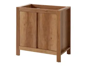 Bathroom Furniture Set: 800 Sink Vanity, Mirror, Freestanding Storage Cabinet Oak Effect Classic