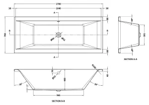 Double Ended Straight Shower Bath - 1700mm x 700mm (Tap, Waste and Panel Not Included)