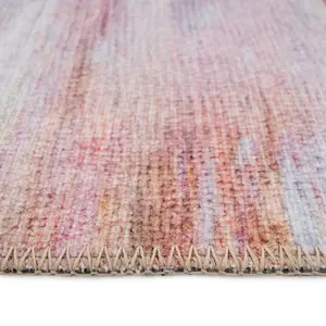 Washable Pink Abstract Designer Office Area Rug 160cm x 230cm