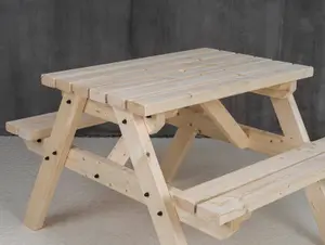 Classic Pub Style Picnic Bench and Table (3ft, Natural finish)