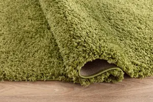 Serdim Rugs Plain Living Room Shaggy Area Rugs Green 80x150 cm