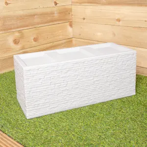 25cm Stone Coloured Plastic Slate Effect Garden Patio Trough