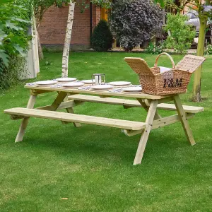 Oakham 7ft Rounded Picnic Bench - L213 x W140 x H72.5 cm - Light Green