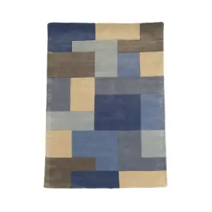 Lexus Blue Block Large Rug, (L)230cm x (W)160cm