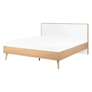 EU Double Size Bed Light Wood SERRIS