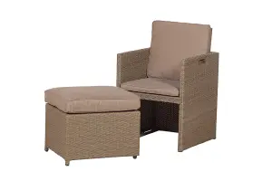 Jumeirah Cube Chair with Folding Back and Footstool incl. cushions