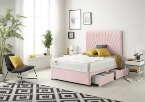 Somnior Platinum Plush Pink 4FT Memory Foam Divan Bed With 2 Drawers, Mattress & Headboard - Small Double