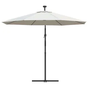 Berkfield Hanging Parasol with LED Lighting 300 cm Sand Metal Pole