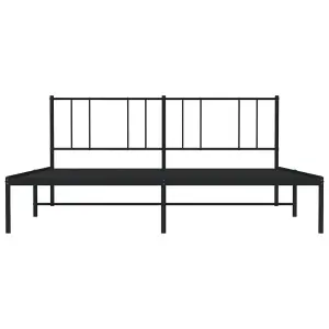 Berkfield Metal Bed Frame with Headboard Black 200x200 cm