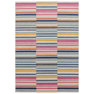 Multi-Coloured Stripe Funky Modern Easy to Clean Optical/ (3D) Rug For DiningRoom-200cm X 290cm