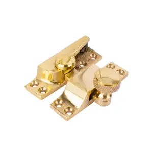 Sash Heritage Straight Arm Fastener with Knurled Knob Standard (Non Locking) - Polished Brass