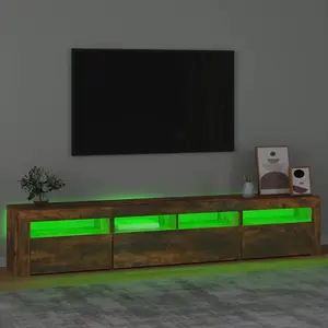 Berkfield TV Cabinet with LED Lights Smoked Oak 210x35x40 cm