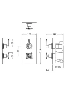 Connect Twin Concealed Crosshead Thermostatic Shower Valve (1 Outlets) - Chrome - Balterley