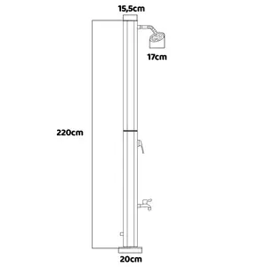 Surya Silver - Solar Garden Shower 35l Made Of Pvc. Solar Heated Shower Outdoor Shower With Steel Fittings And Swivel Shower Head. Colour Silver And Matt Black. Silver