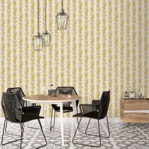 Galerie Just Kitchens Beige Lemon Stripe Wallpaper Roll