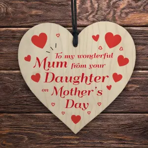 Red Ocean Mothers Day Gifts From Daughter  Wooden Hanging Heart Keepsake Gift For Mum  Mother's Day Gifts From Daughter