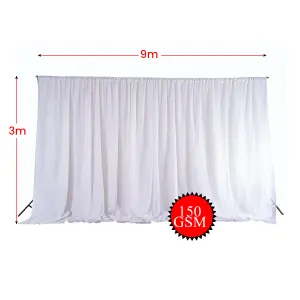 3x9 Metres Ice Silk Backdrop Photography Curtains, White