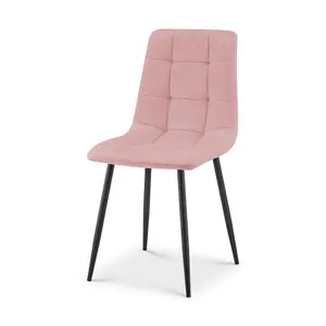 Zurich Pink Velvet Embossed Dining Chair for Modern Elegance  Set of 4