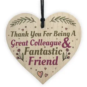 Red Ocean Great Colleague Friend Handmade Wooden Heart Sign Novelty Friendship Gift Leaving Job Thank You Gift