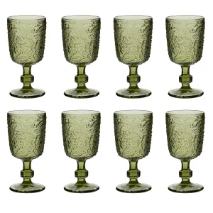 Set of 8 Luxury Bright Green Drinking Wine Glass Wine Goblets 300ml