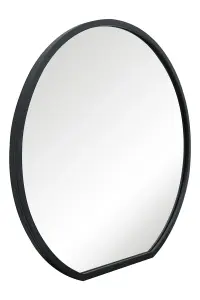 MirrorOutlet The Circulus Black Framed Flat Bottom Circular Garden Wall Mirror 105CM X 100CM