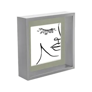 Nicola Spring 3D Deep Box Photo Frame with 6" x 6" Mount - 8" x 8" - Grey