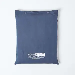 Homescapes Navy Blue Linen Fitted Sheet, Double