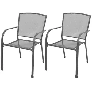 Berkfield Stackable Garden Chairs 2 pcs Steel Grey