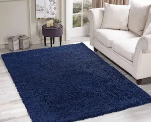 Luxurious Shaggy Rugs Soft Extra Thick Area Rugs Heavy 5cm Dense Pile for Living Room Bedroom Hallway (Navy Blue, 120 x 170cm)