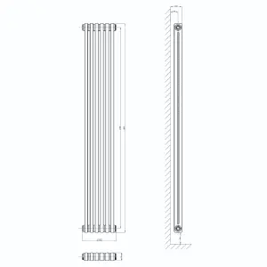 Braxton White Double Vertical Column Radiator - 1800x290mm