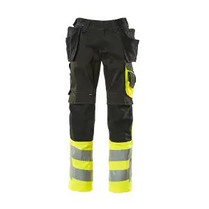 Mascot Safe Supreme Trousers with Holster Pockets (Black/Hi-Vis Yellow)  (50.5) (Leg Length - Regular)