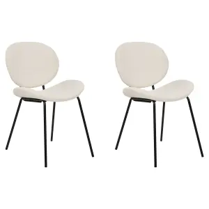 Set of 2 Dining Chairs LUANA Boucle White