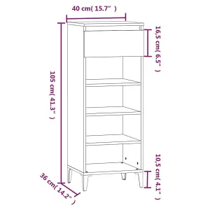 Berkfield Shoe Rack Brown Oak 40x36x105 cm Engineered Wood