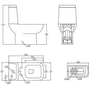 Thornfield Close Coupled Toilet with Eco Flush & Includes Slim Soft Close Seat