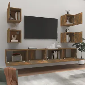 Berkfield 6 Piece TV Cabinet Set Smoked Oak Engineered Wood